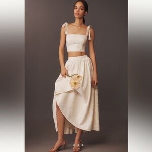 Hutch Tie-Strap Crop Top & Midi Skirt Brocade Set NWT